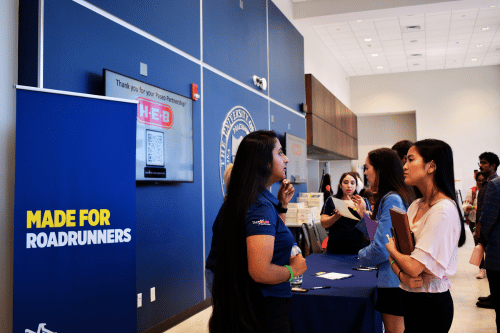 Career Fair table in H-E-B Ballroom Galleria