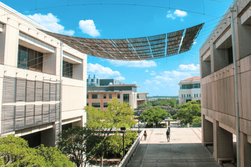 view from bridge overlooking Engineering Buildings