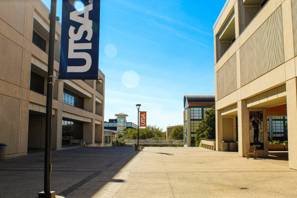 paseo between Multidisciplinary Studies Building and McKinney Humanities Building